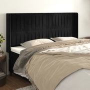 Testiera ad Orecchio-Testata con Orecchie Nera 203x16x118/128 cm in Velluto 912366