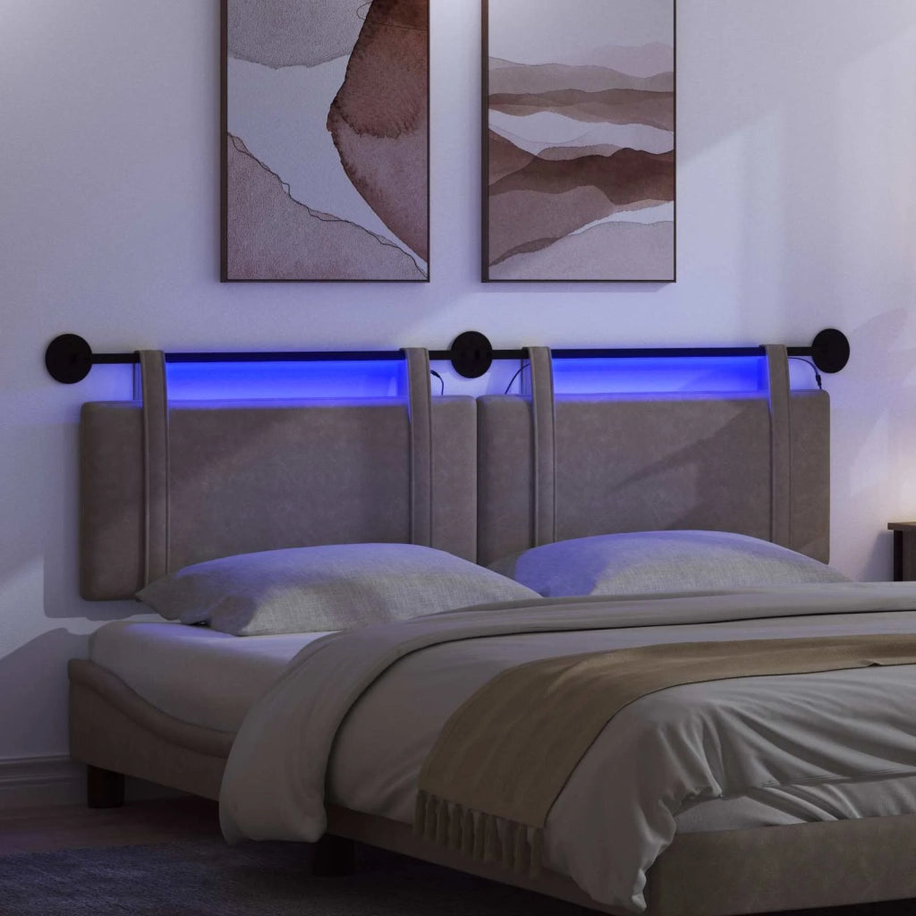 Testiera sospesa Con luce LED Grigio PU Antico 3423981