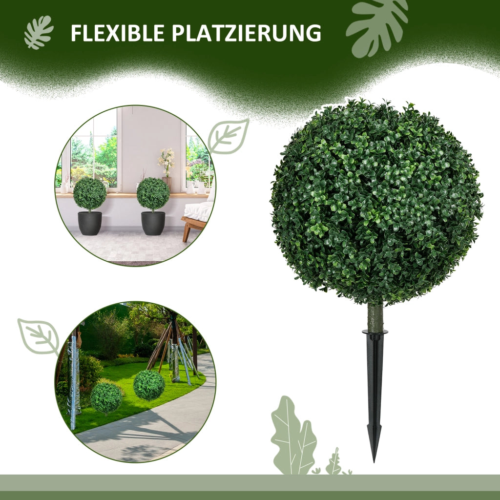 Bosso Artificiale Set 2 Pezzi ¨C Xylo ¨C Verde Realistico Resistente Intemperie 70 cm