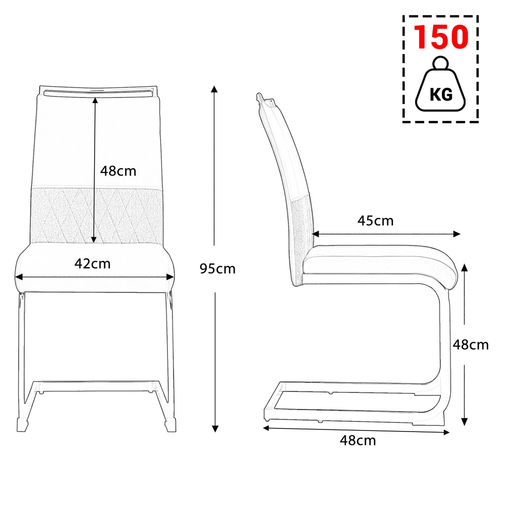 Sedie da Pranzo Set 4 Pezzi, Schienale Alto Imbottito in Ecopelle e Tessuto ¨C MINIMAL ¨C Nero