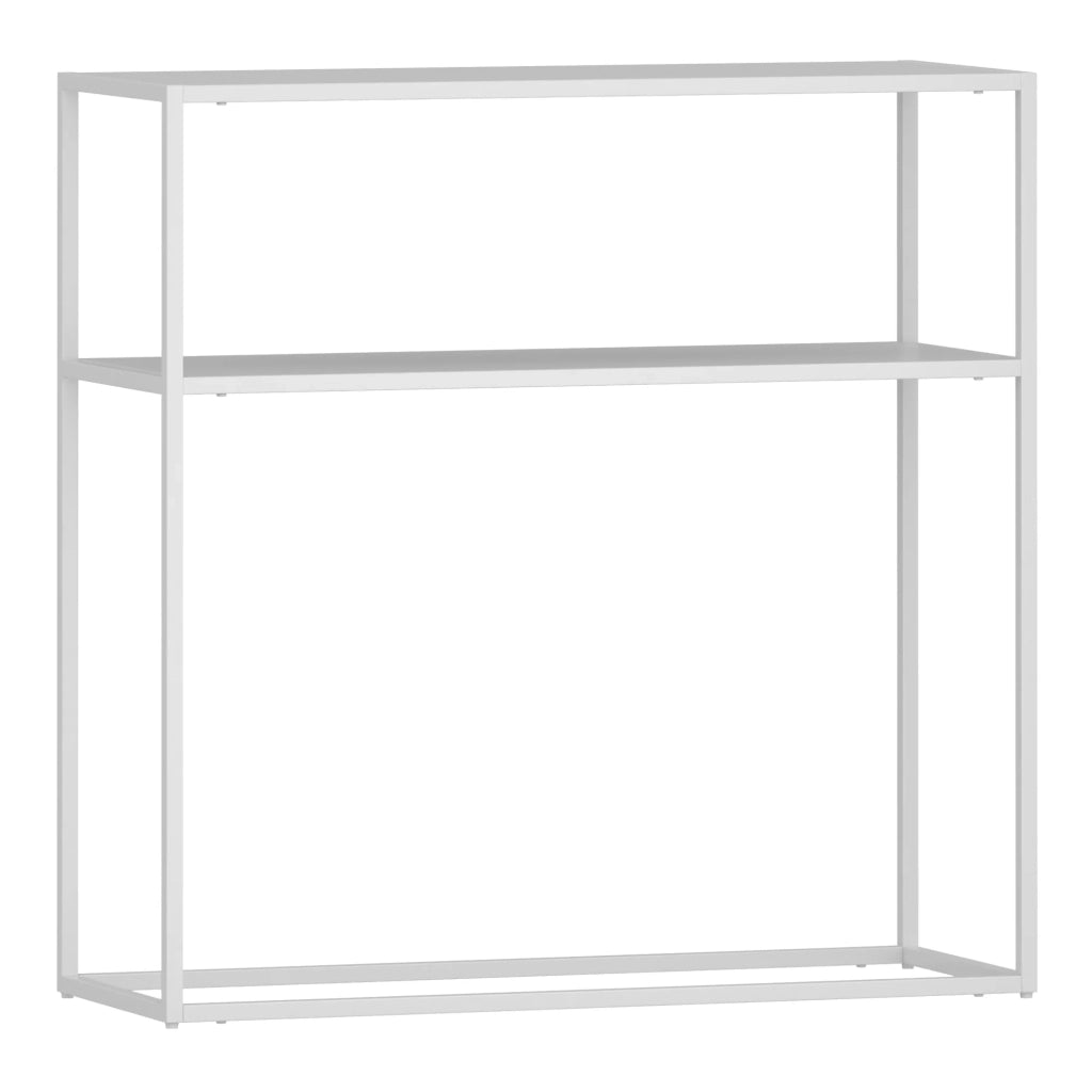 Tavolo consolle in metallo 80 x 80 x 30 cm per ingresso soggiorno sala da pranzo bianco 03_0010878
