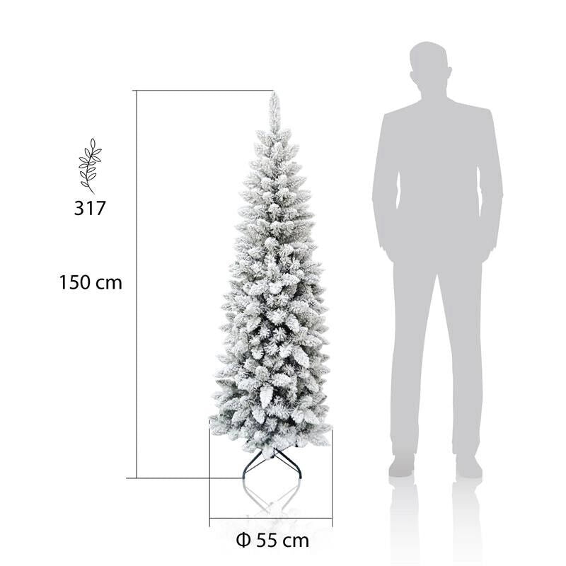 MAURY'S ALBERO DI NATALE EXTRA SLIM 150 CM INNEVATO