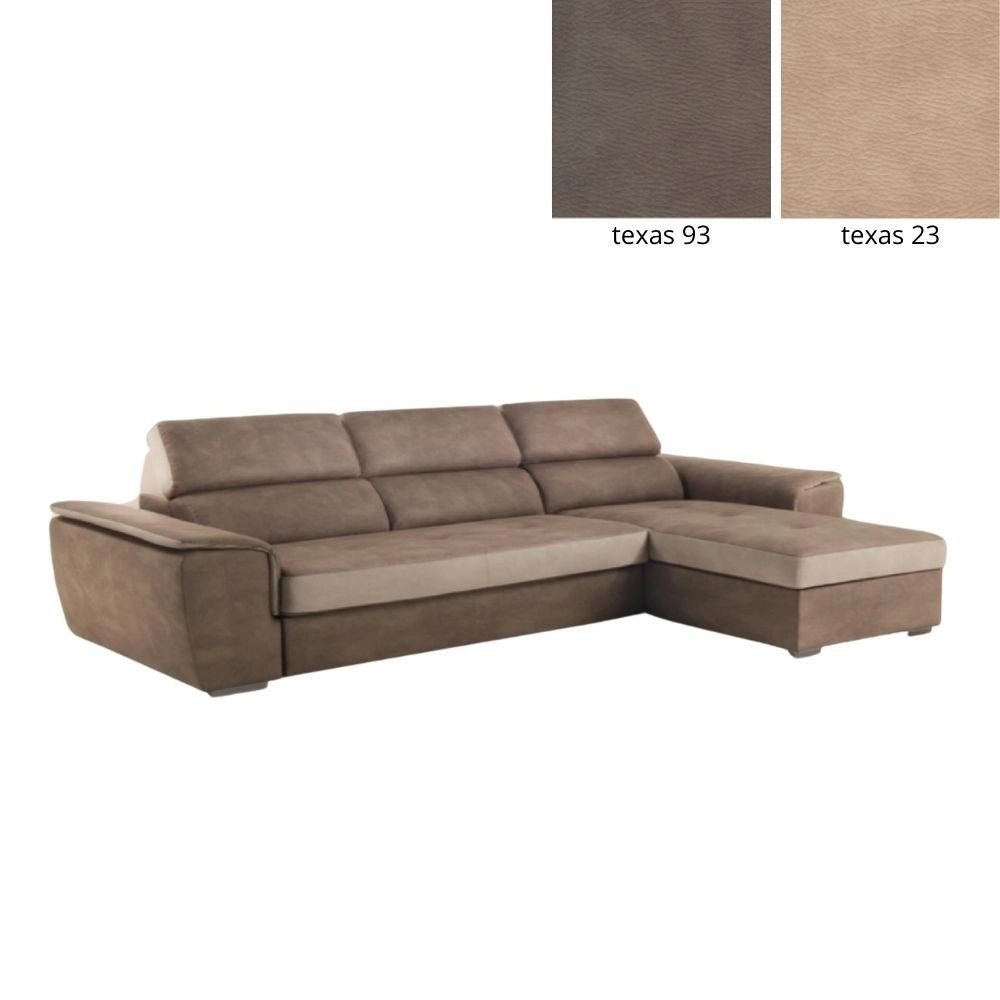 Divano letto Symposio con penisola marrone beige