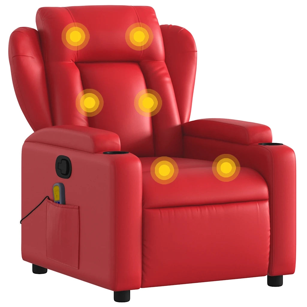 Poltrona Massaggiante Reclinabile Rossa in Similpelle 372439