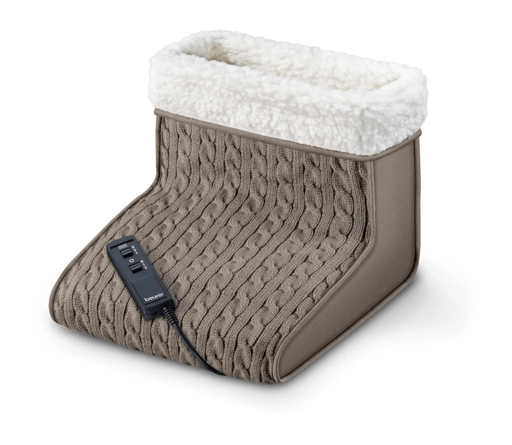 Beurer FWM45 Scaldapiedi Massaggiatore Elettrico 2 Livelli Massaggio e Temperatura Fodera Peluche Lavabile 15W colore Grigio