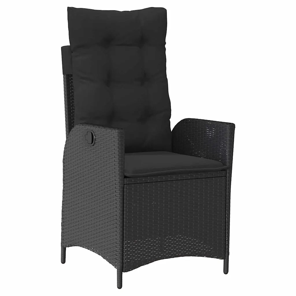 Set da Pranzo per Giardino con cuscino 3 pcs Nero polyrattan