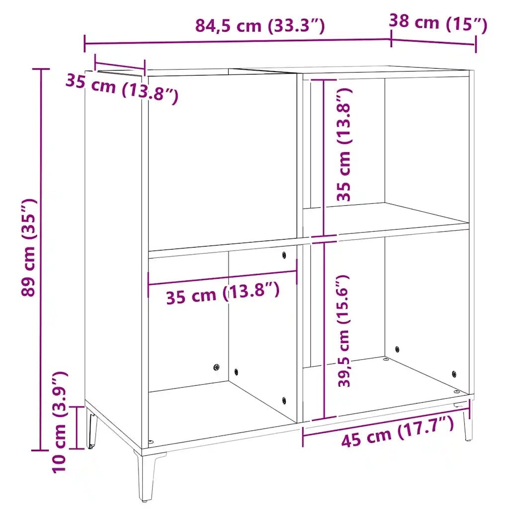 Mobile Porta Dischi Bianco 84,5x38x89 cm in Legno Multistrato 831997