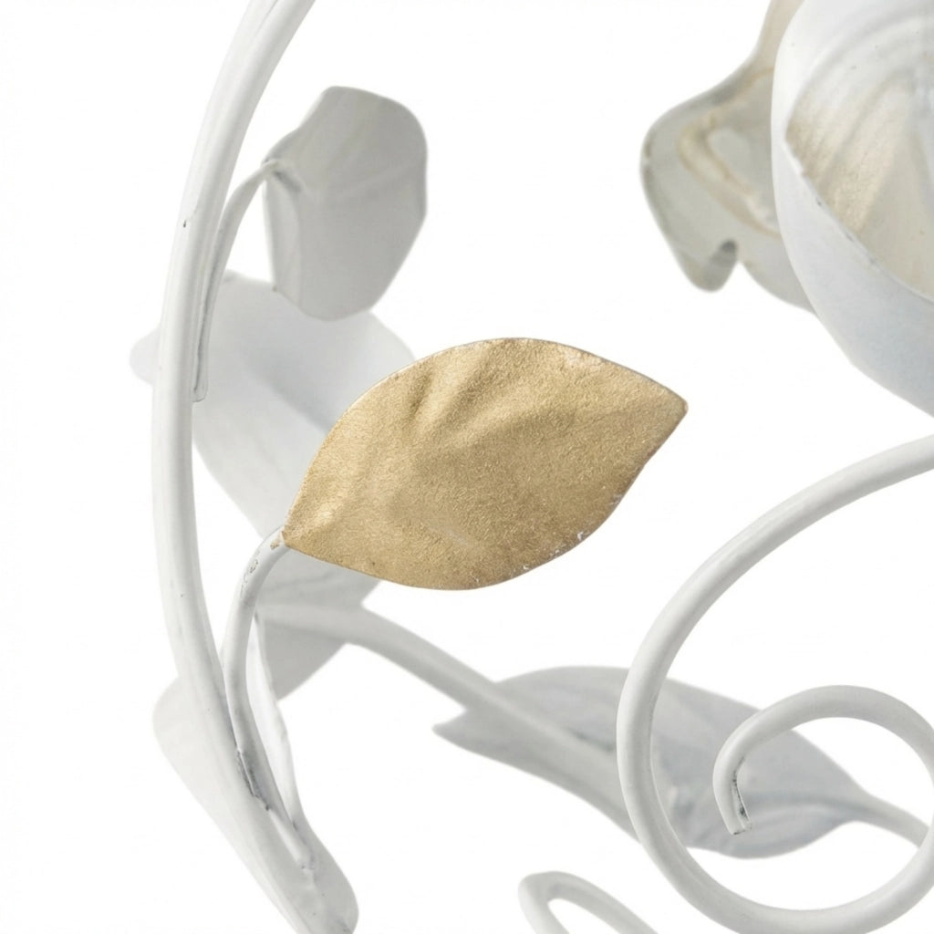 Lampadario Arte Povera Cesto Metallo Bianco E Oro 1 Luce E14