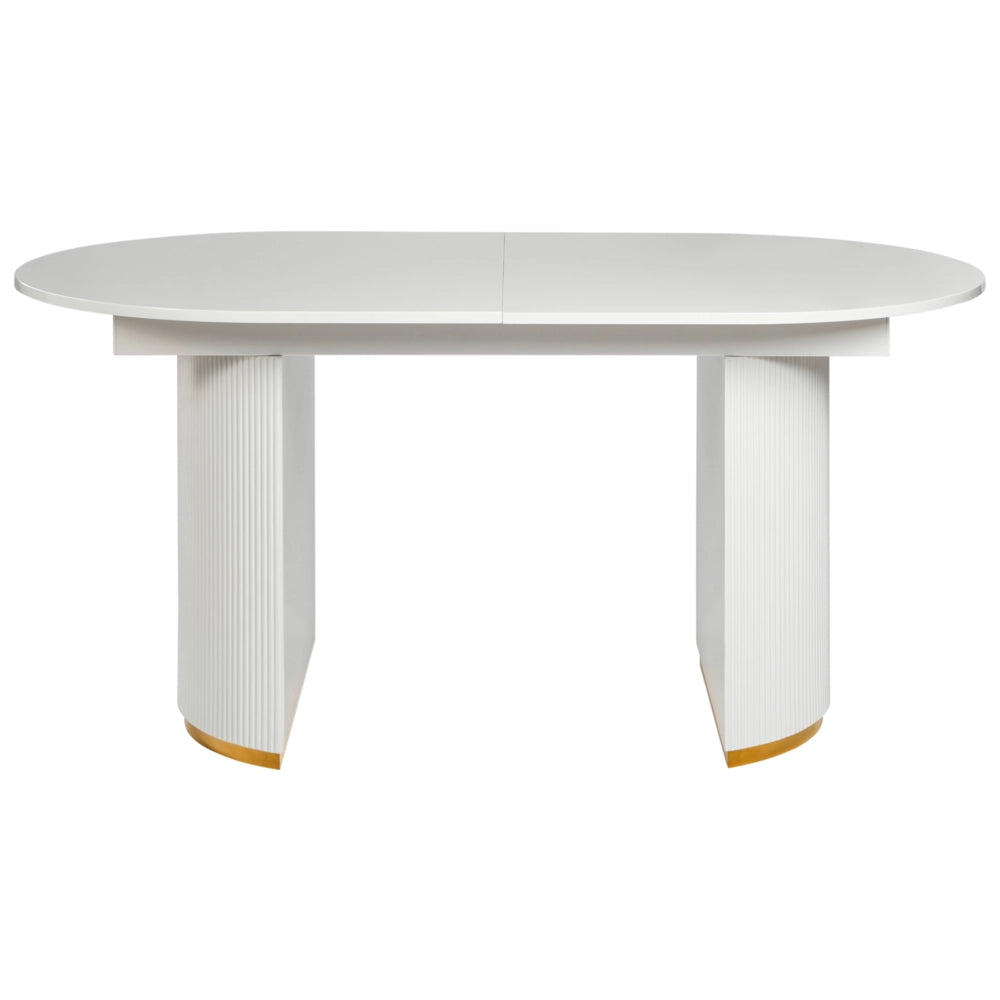 Tavolo da pranzo allungabile Bianco MDF lucido Piano del tavolo Meccanismo a foglia in stile glamour