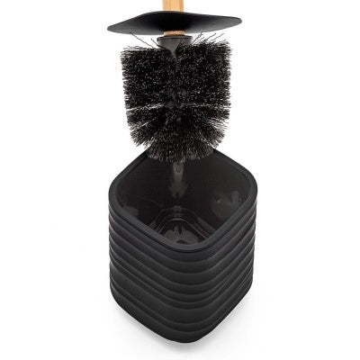 Scopino WC da appoggio nero in abs e bambù Wave