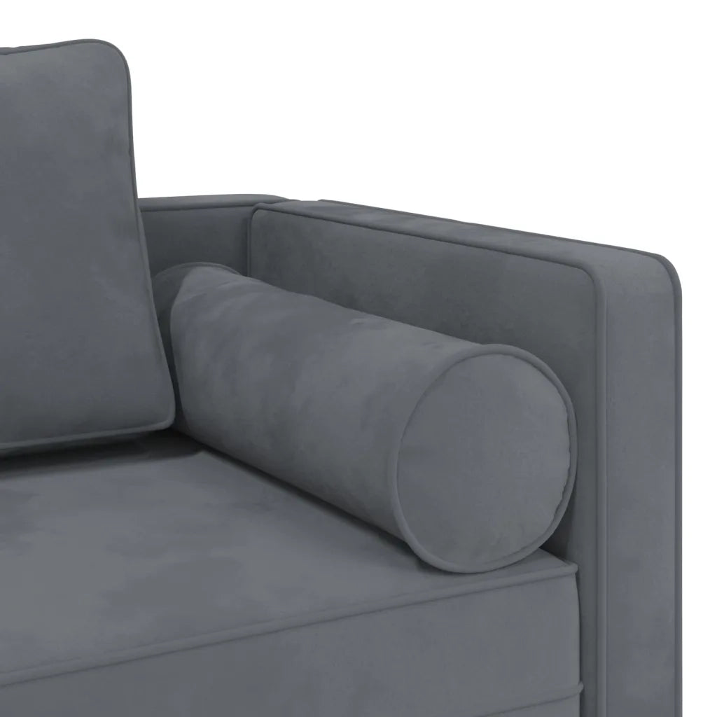 Chaise Longue con Cuscini Grigio Scuro in Velluto 4007572
