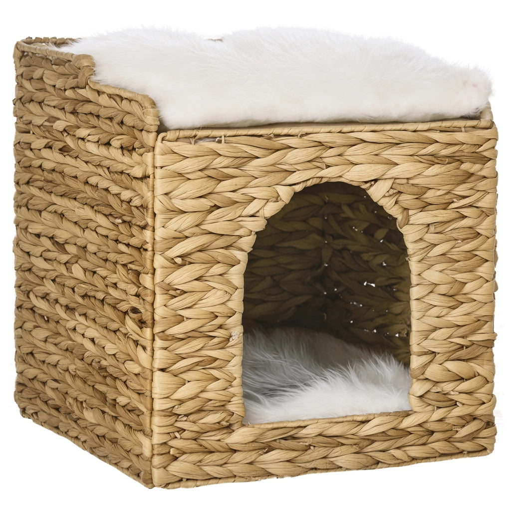 Cuccia per Gatti in Erba di Giacinto d'Acqua ¨C Minimal ¨C Naturale + Bianco, 2 Cuscini Lavabili