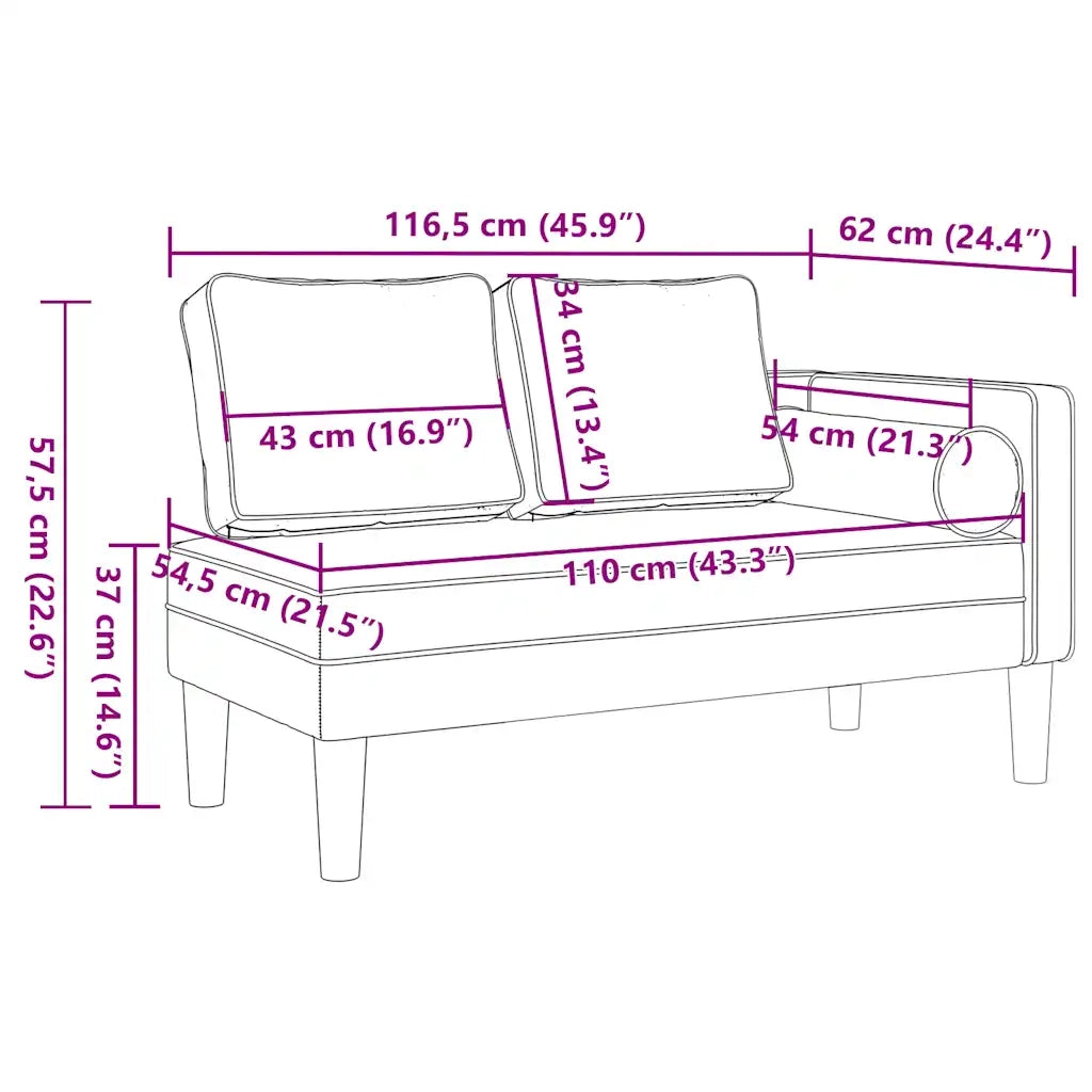 Chaise Longue con Cuscini Grigio Scuro in Tessuto 4007580