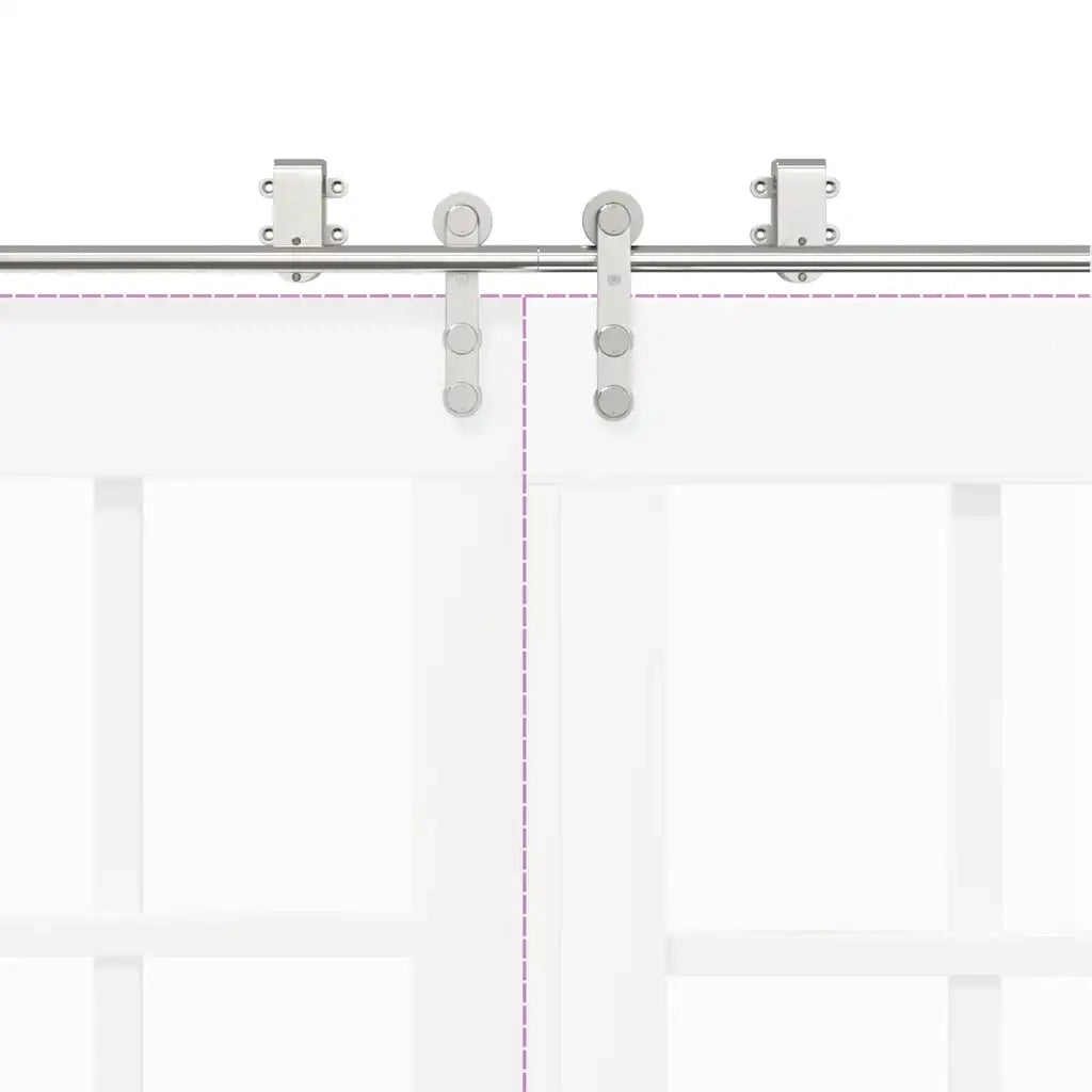 Kit Binari Porta Scorrevole 400 cm Acciaio Inossidabile Argento 3295770