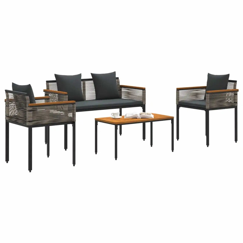 Set di Mobili da Esterno Grigio e Grigio Scuro polyrattan 42025227