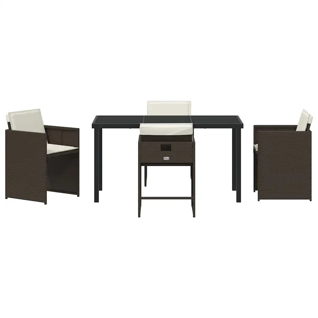 Set da Pranzo per Giardino 5 pcs Marrone polyrattan