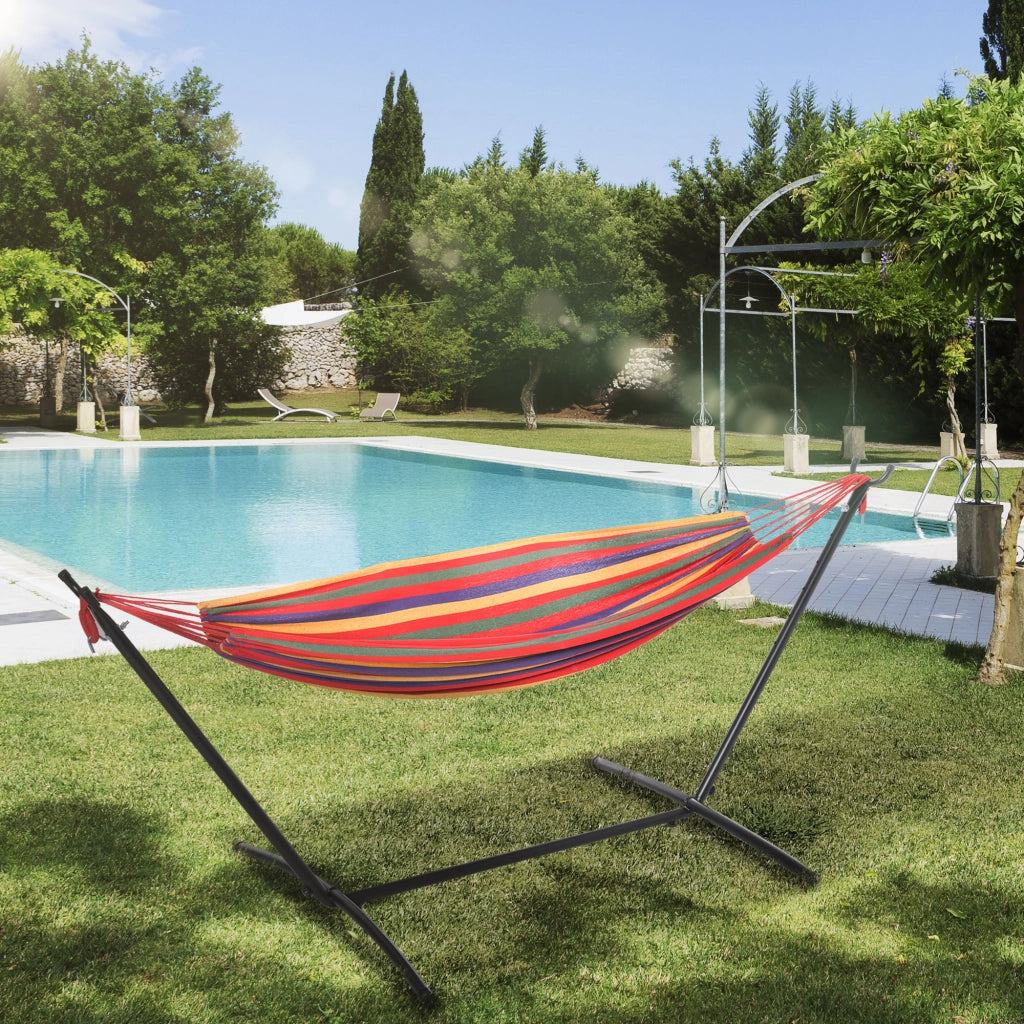 Easycomfort Amaca da Giardino Autoportante con Struttura in Acciaio e Cotone Multicolor, Custodia Inclusa