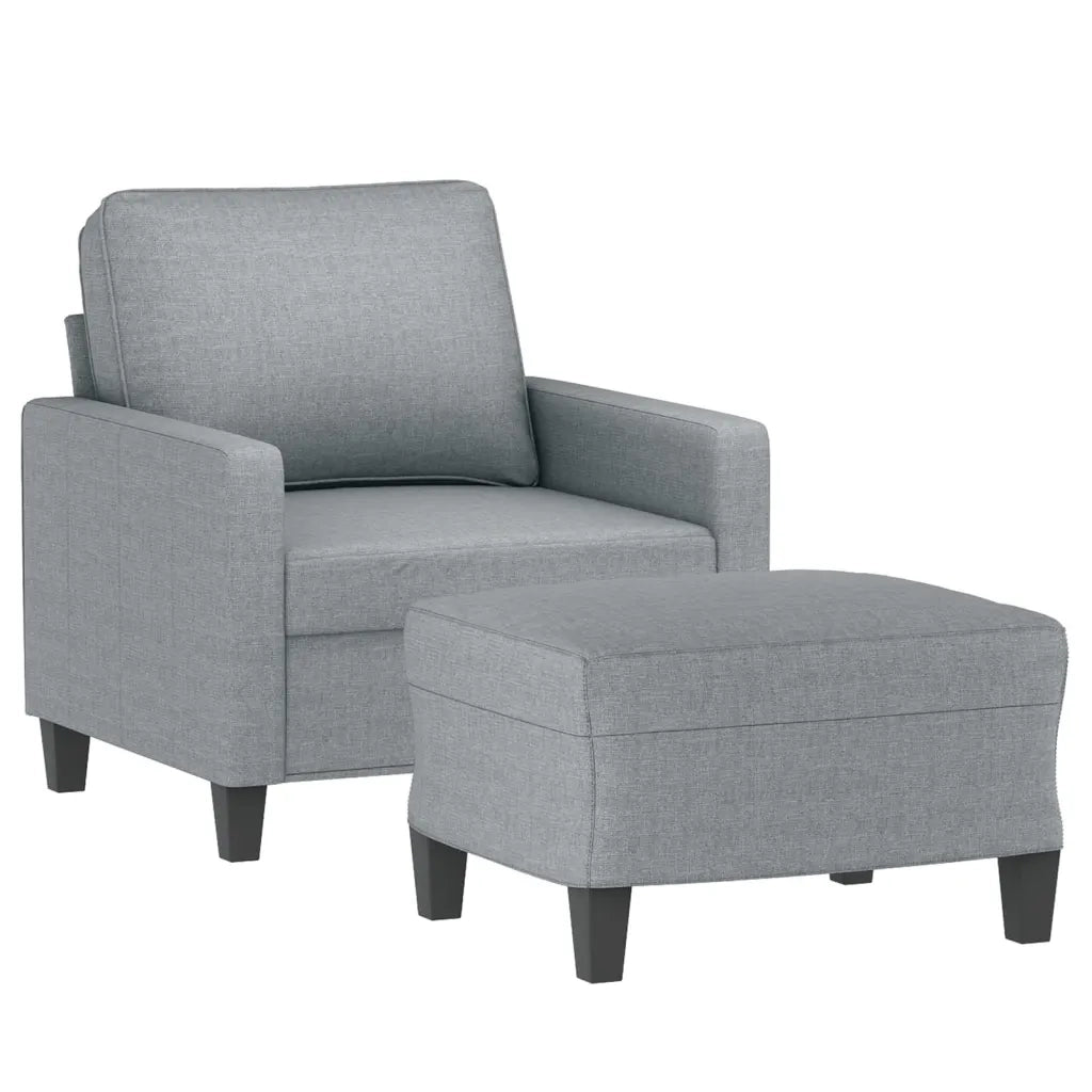 Poltrona | Sedia Relax con Poggiapiedi Grigio Chiaro 60 cm in Tessuto