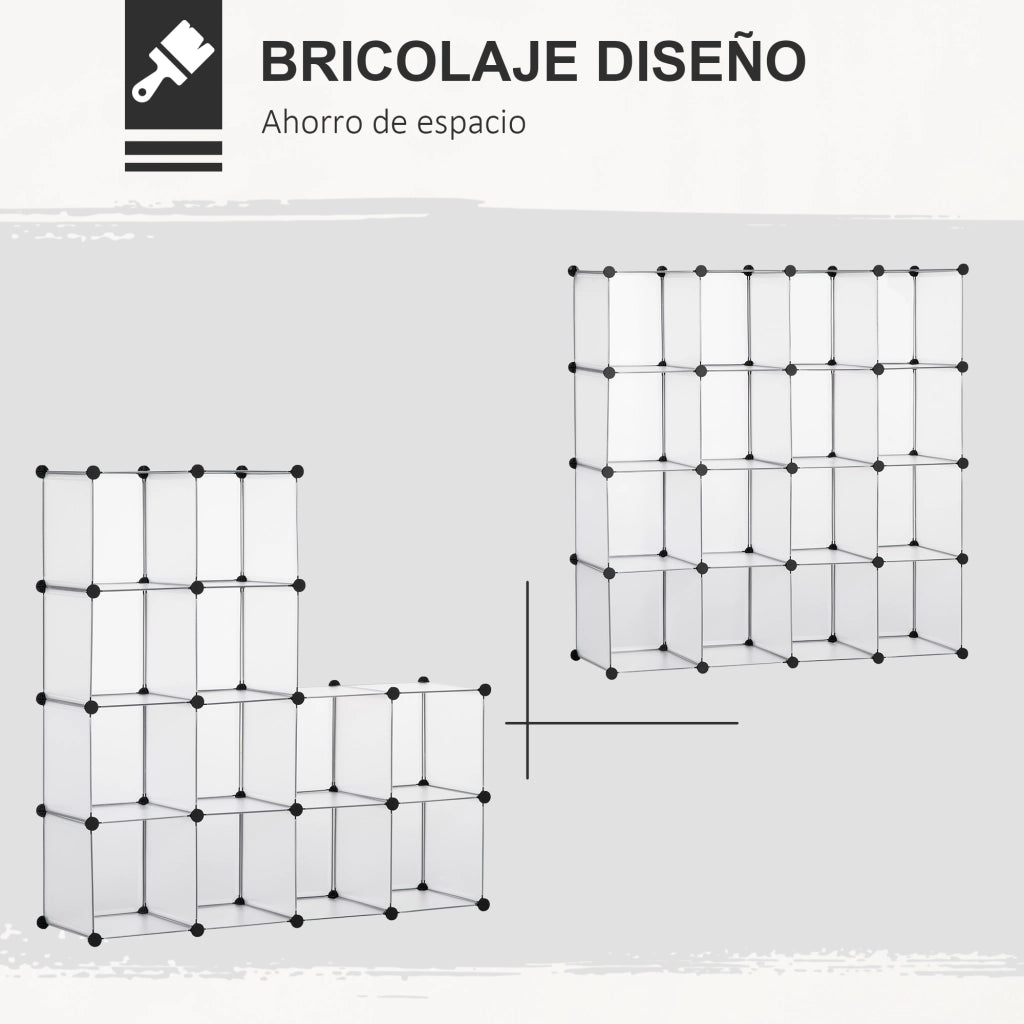 Armadio Scarpiera Plastica con 16 Cubi ¨C Minimal ¨C 125x32x125 cm Trasparente