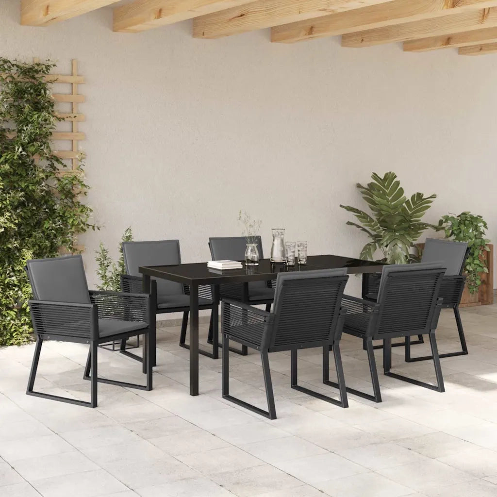 Set da Pranzo per Giardino 7 pcs Nero