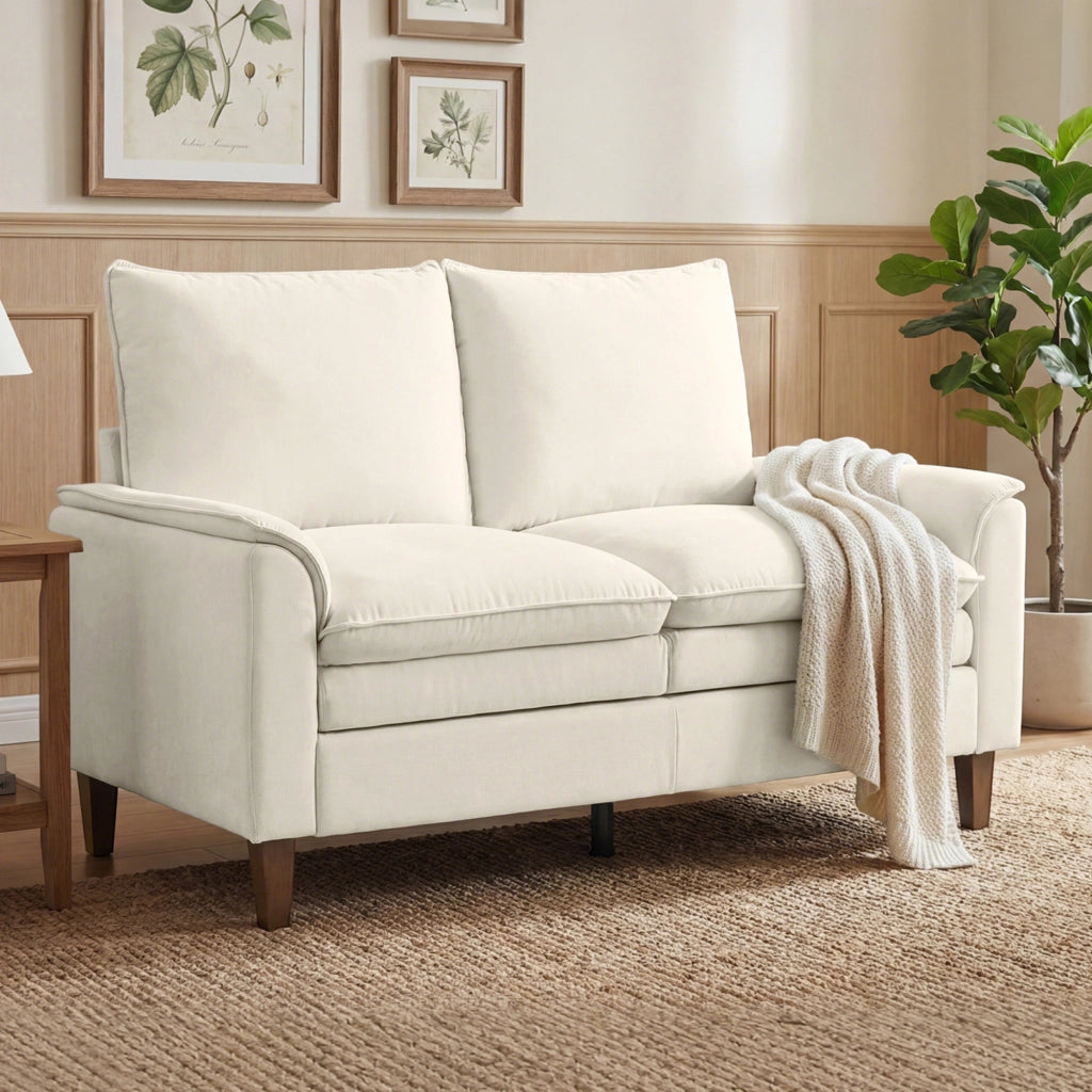 Divano 2 posti ¨C Minimal ¨C crema, tessuto chenille