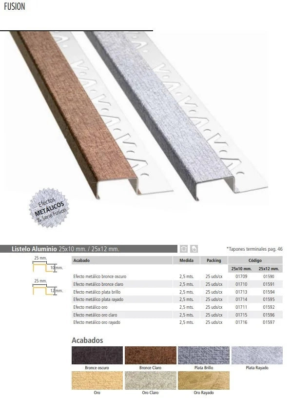 Listello fusion effetto metallic o 25x10 bronzo chiaro