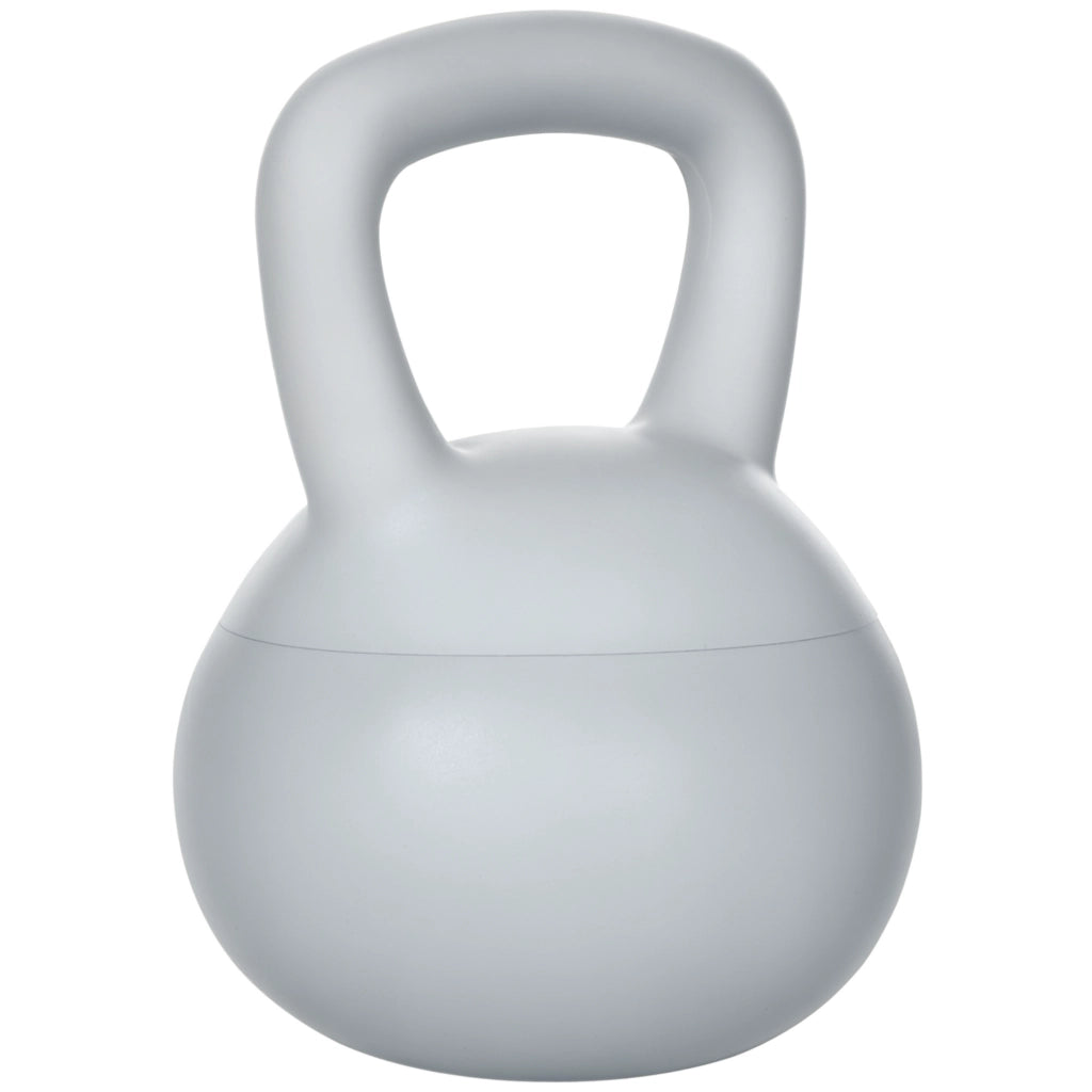 Kettlebell 4kg in PVC e Sabbia Metallica per Allenamento Spalle e Bicipiti. 19x19x26 cm. Grigio