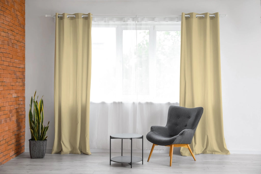 Tenda Semioscurante 140 x 290 Cm Moderne Con Occhielli  Beige - 2 Tende