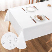 Tavolo in Tela Bianco, 135x180cm Tavoli Coperti con Aspetto di Lino, Tavolo Coperto in Poliestere Idrorepellente con Effetto Lotus, Resistente ai Graffi Duraturo per Soggiorno, Cucina, Balcone, Giardino