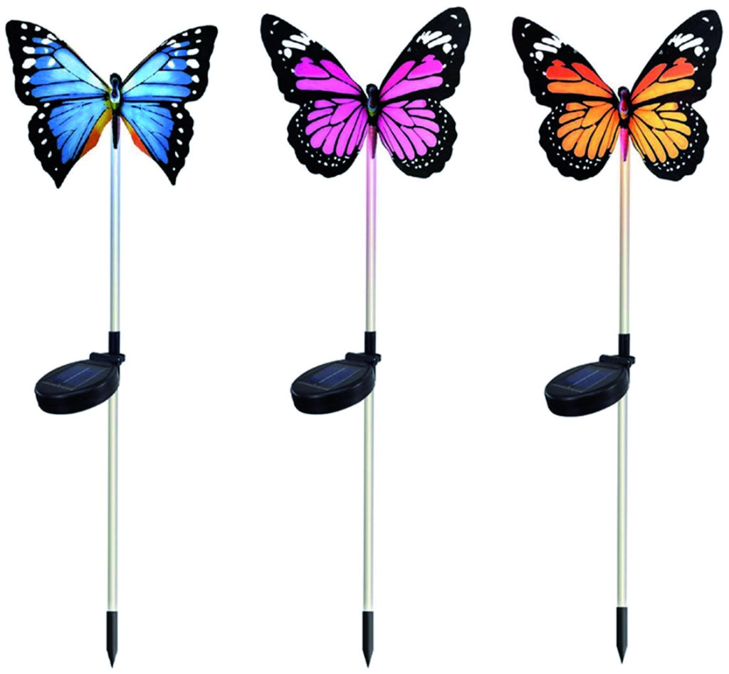 Suprema LUCE SOLARE DECORATIVA RGB A FORMA DI FARFALLA CON SENSORE CREPUSCOLARE, 1 led 0,2 watt 6.00 pz