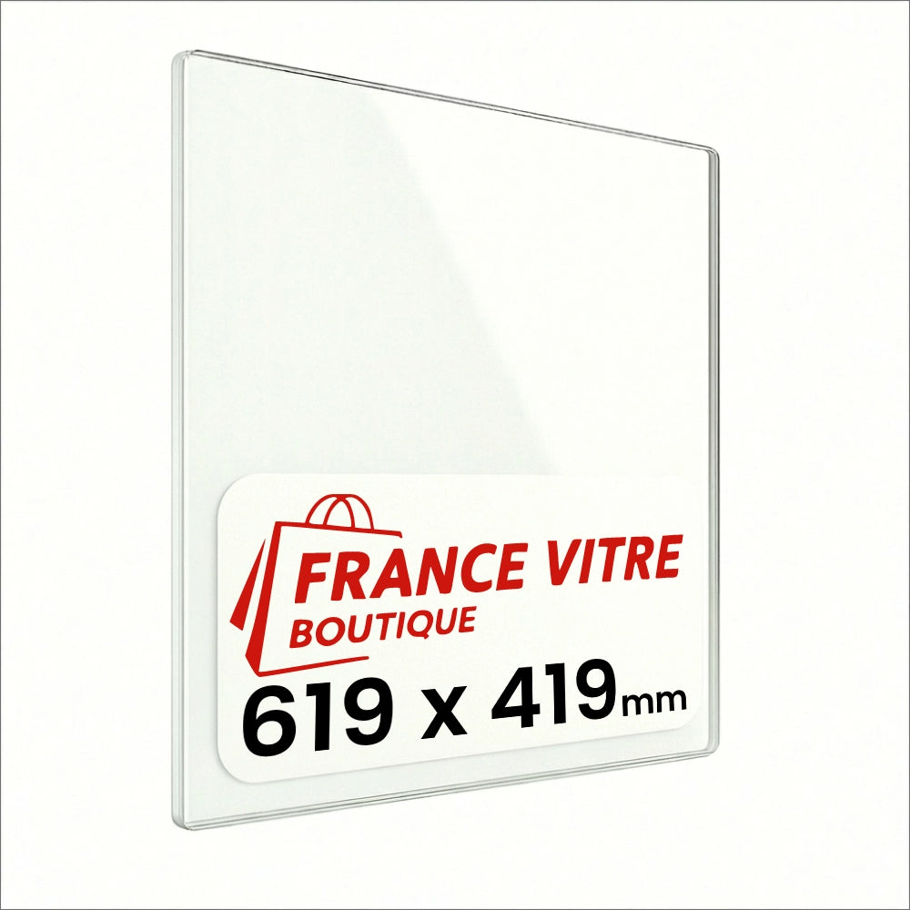 619 x 419 x 4 mm - Vetro per stufa a legna - vetro camino di ricambio - vetro per caminetto resistente al fuoco - France Vitre