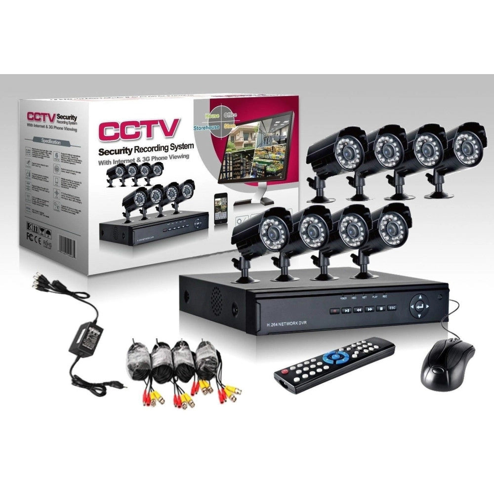 Trade Shop - Kit Videosorveglianza Ccd Dvr 8 Canali Telecamera Infrarossi Ir 24 Led Lan 3g -