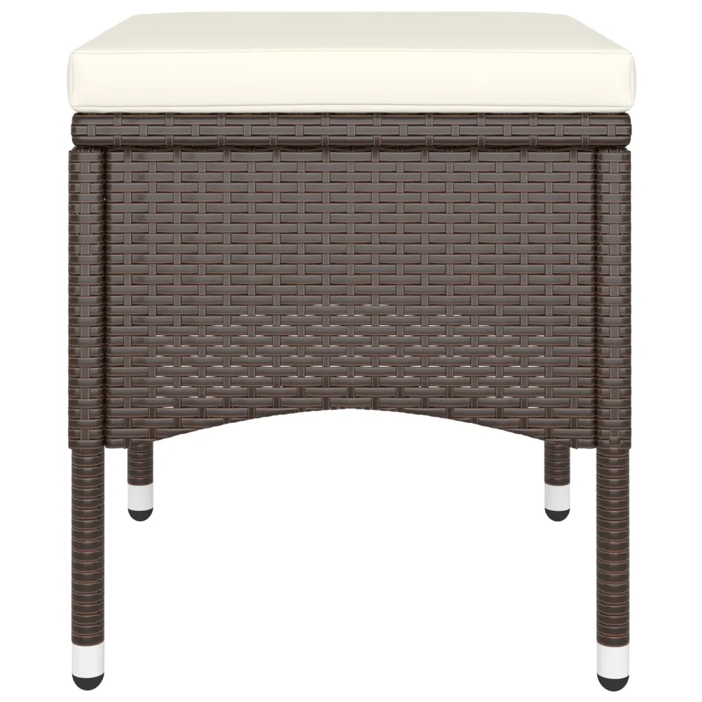 Set Bistrot Giardino 5 pz Polyrattan e Vetro Temperato Marrone