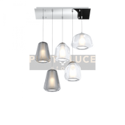 SOSPENSIONE CROMO 5 LUCI RETTANGOLARE VETRI (ALPHA TR) (BETA 2X TR) (GAMMA 2X FU) 1176CR-S5 R ABG-TF