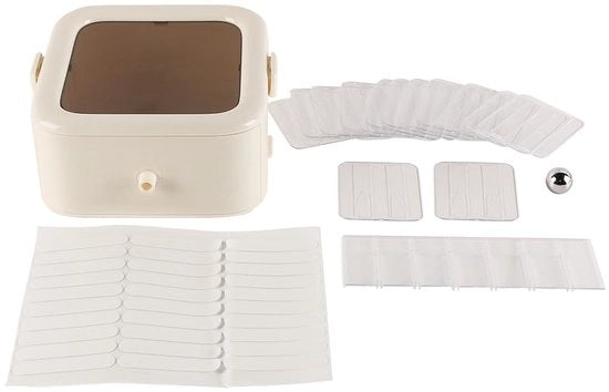 Organizzatore portatile per chiodi - Grande capacità - Tipo carrello - Design con coperchio trasparente - Materiale ABS - Bianco - Capacità di carico non specificata