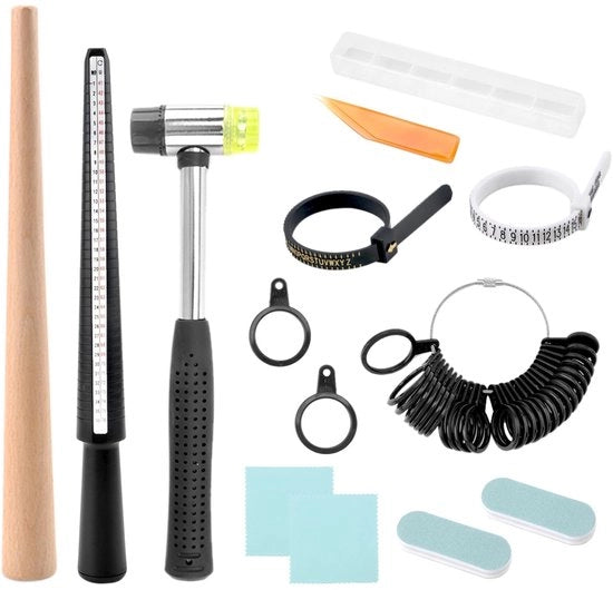 Strumento per misurare l'anello - 11 pezzi - Misuratore di anello - Sizer in plastica - Attrezzatura per la misurazione - Marcatura di misura chiara - Uomo/Donna
