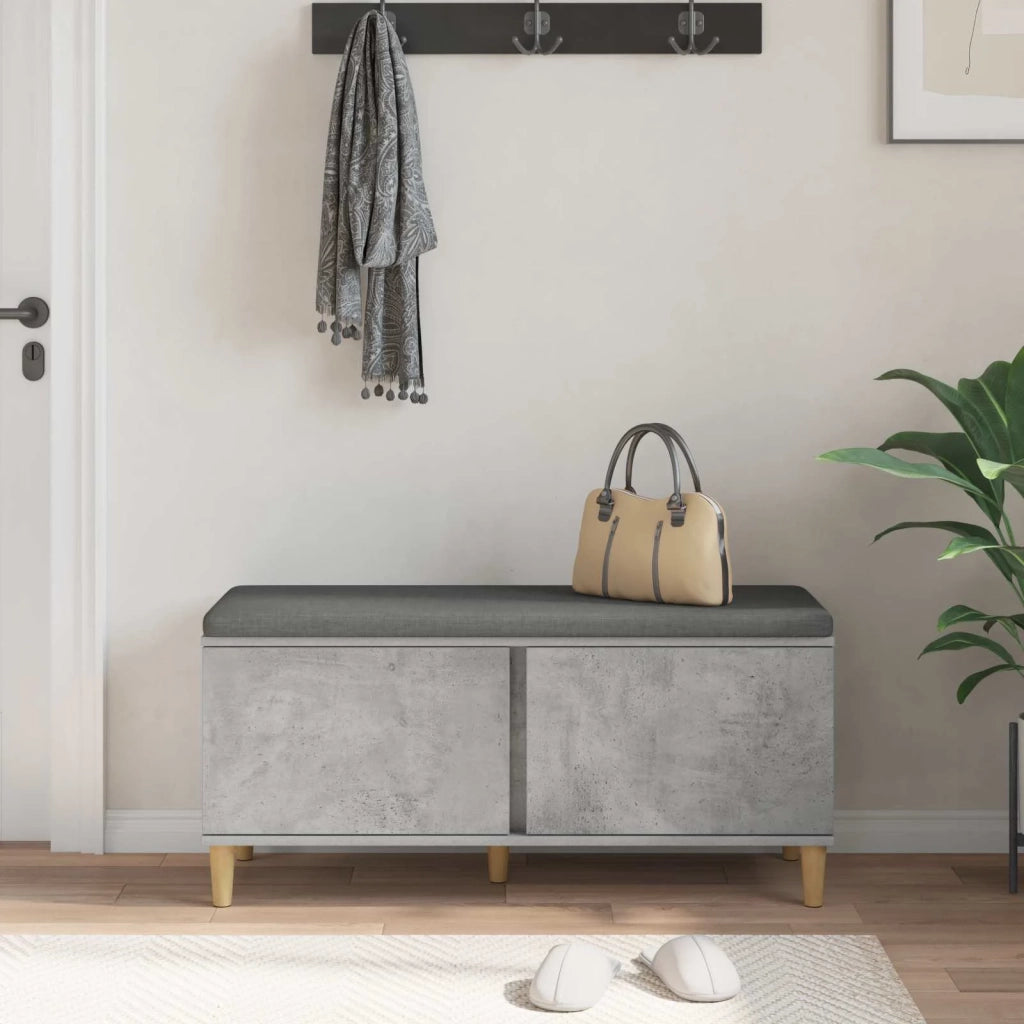 Panca per ingresso con cuscino Grigio Cemento 100 x 38 x 46 cm 891539
