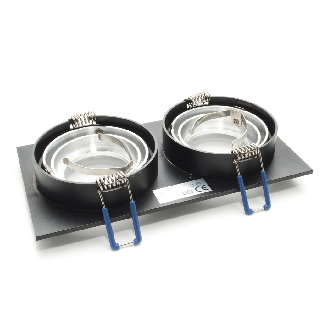 Faretto moderno rettangolare nero 2 lampade LED 16W GU10 incasso luce soggiorno LUCE 3000K