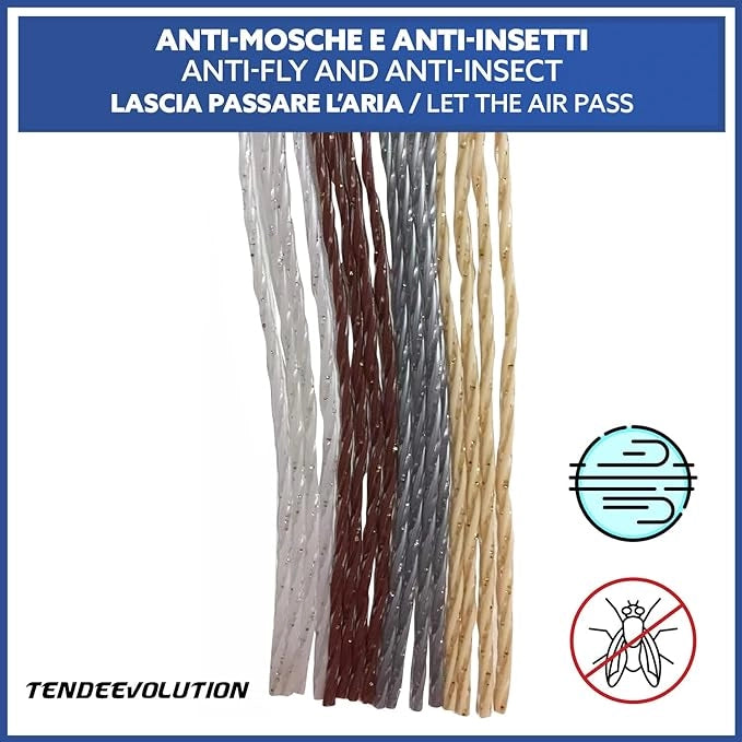 Tenda Antimosche Modello GLIT PIENO in PVC, Plastica Marrone | Largh. 1m x Alt. 2,40m | Protezione Insetti, Porta, Esterno, Interno