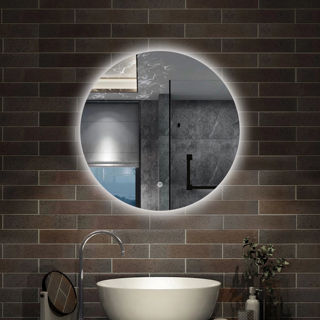 specchio 90 cm rotondo con luce led antiappannamento e touch