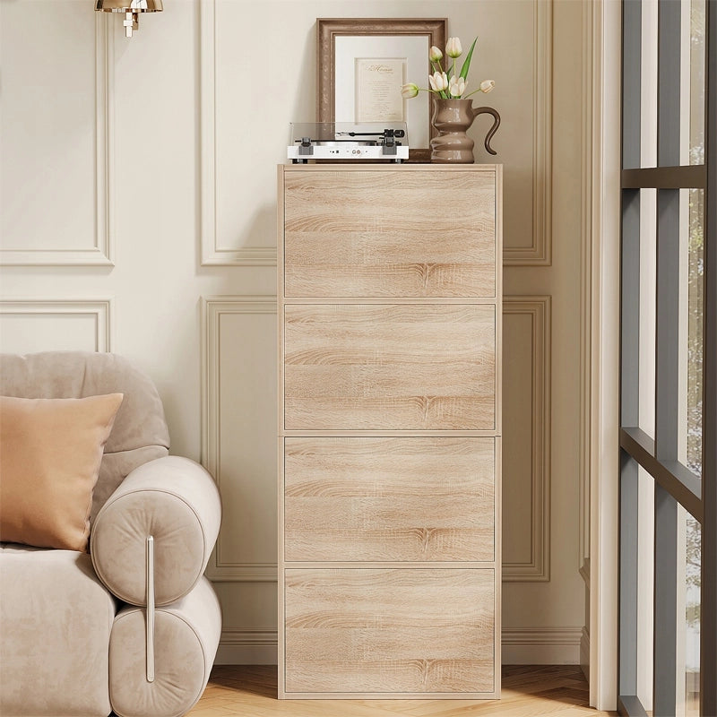 Armadietto a colonna da 120 cm in rovere chiaro Sonoma, 4 ante, per la casa e l’ufficio