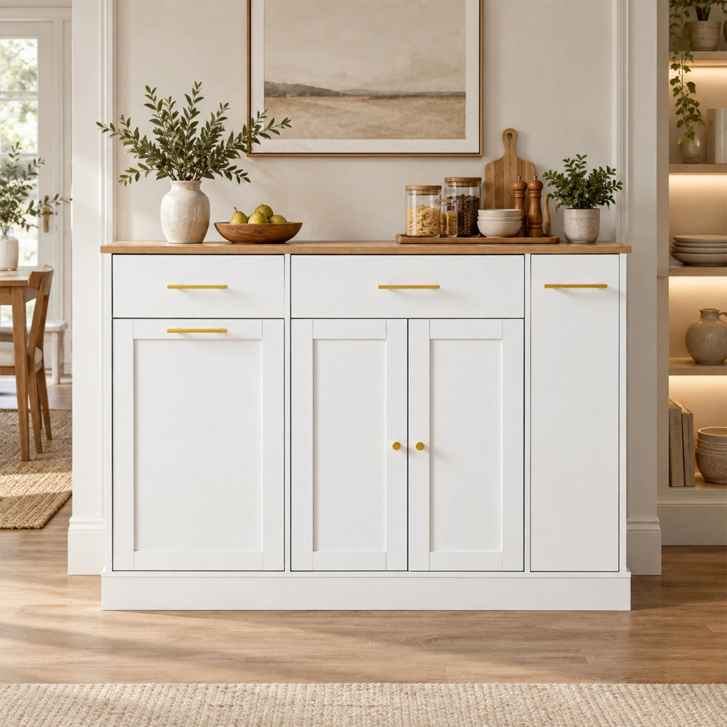 Isola da cucina con piano ribaltabile vano rifiuti ripiano estraibile e 2 cassetti bianca naturale 120 cm