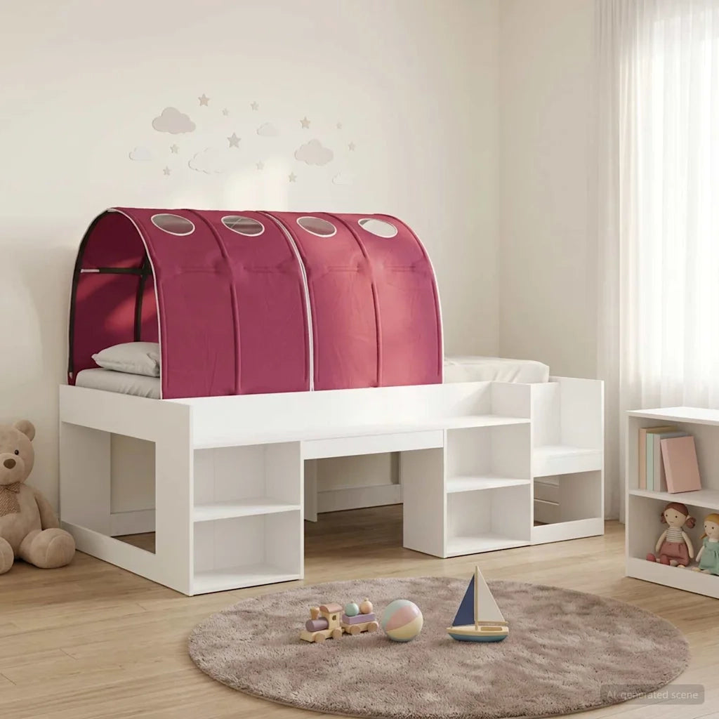Letto alto per Bambini | Letto Infantile | Lettino con storage Bianco e Rosso
