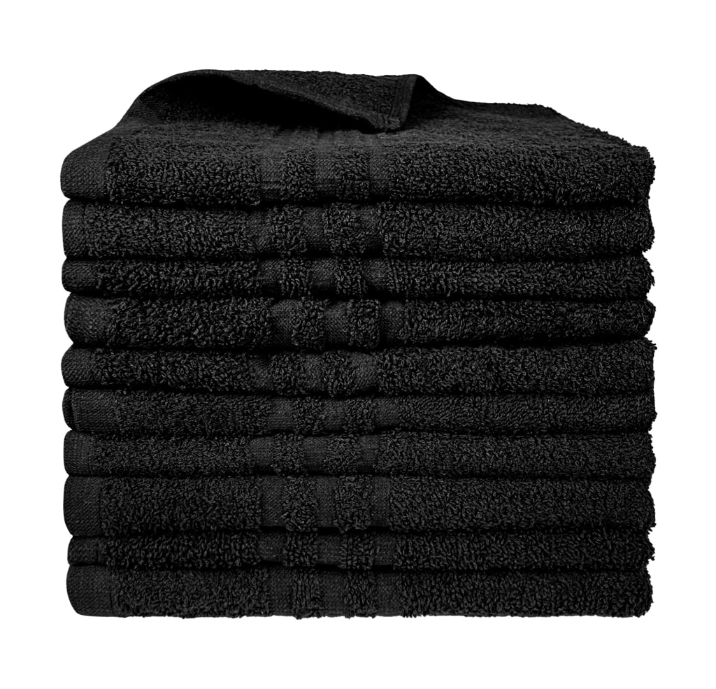 Set 10 Teli Asciugamani Professionali Parrucchiera Salviette Telo Colore Nero Con Tintura Indanthrene 380Gr 50 x 90 Cm 