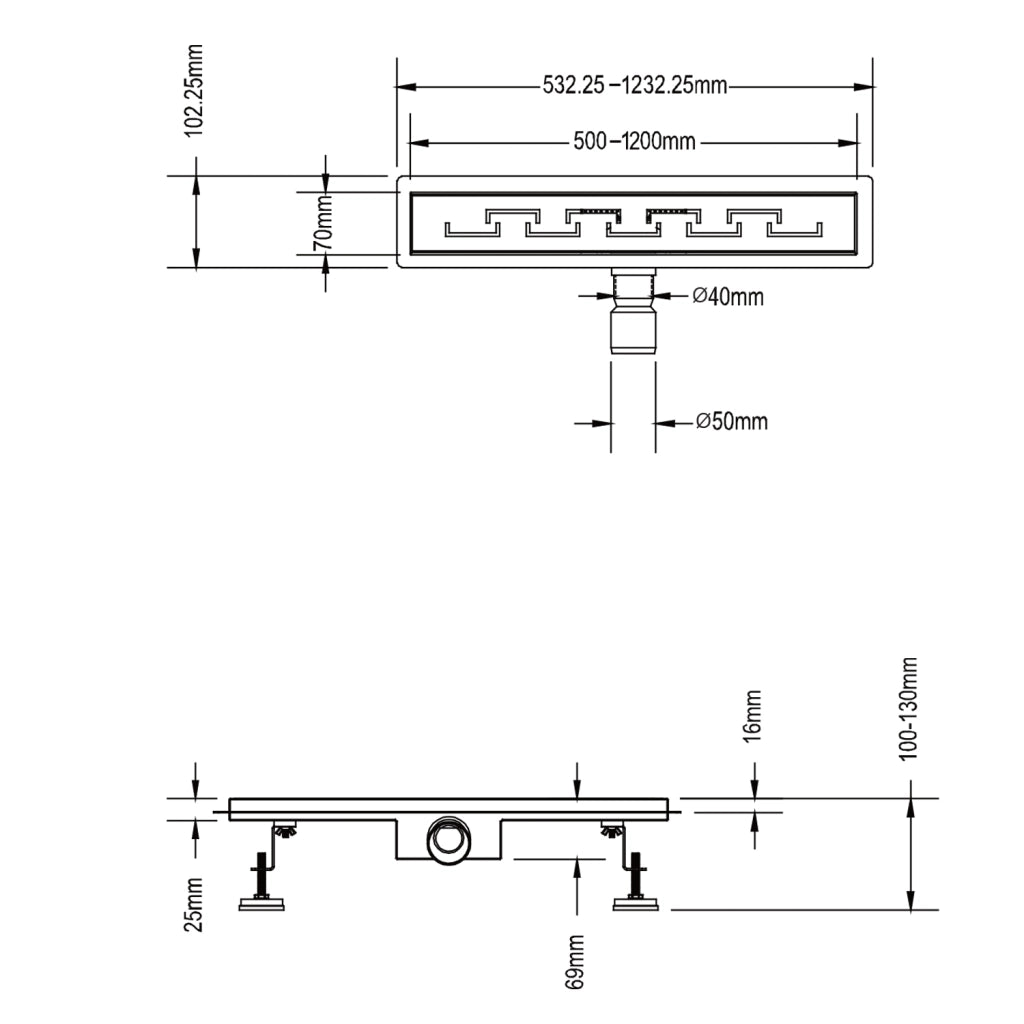Canalina di scarico doccia in acciaio inox 70 cm mod. Doric