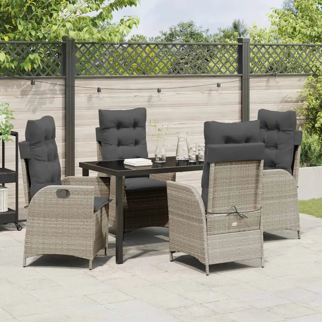 Set da Pranzo per Giardino 5 pcs Grigio chiaro polyrattan