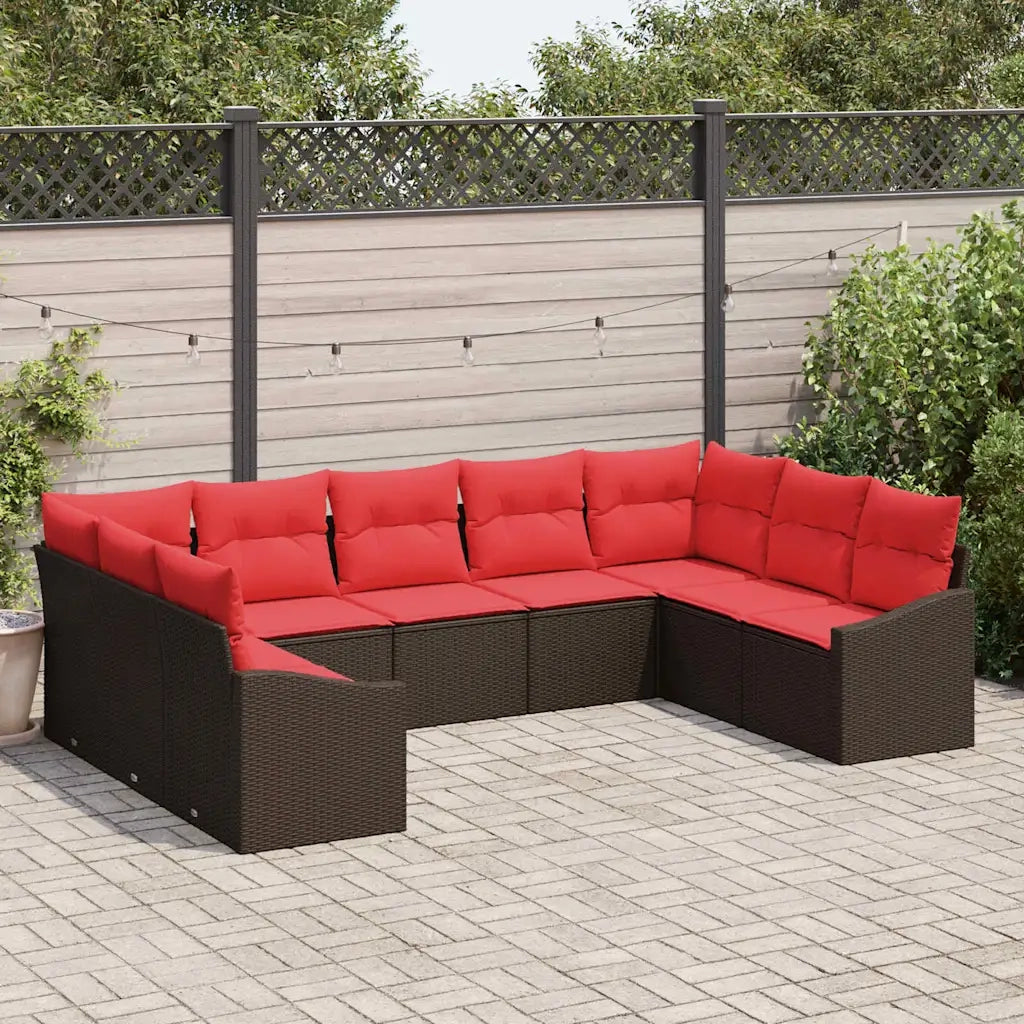 Set di divani 9 pz Marrone polyrattan 3346884