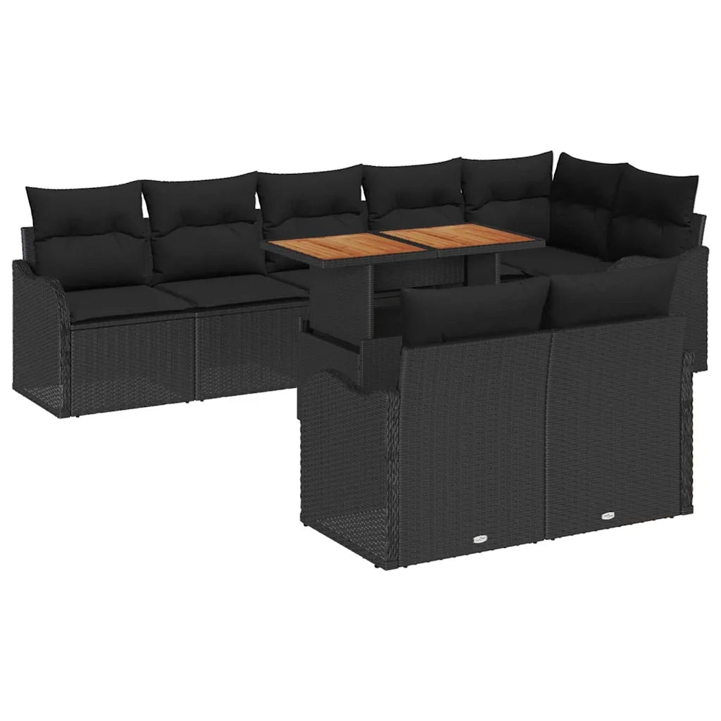 Set Divano da Giardino con archiviazione 9 pcs Nero Poly Rattan 3358214