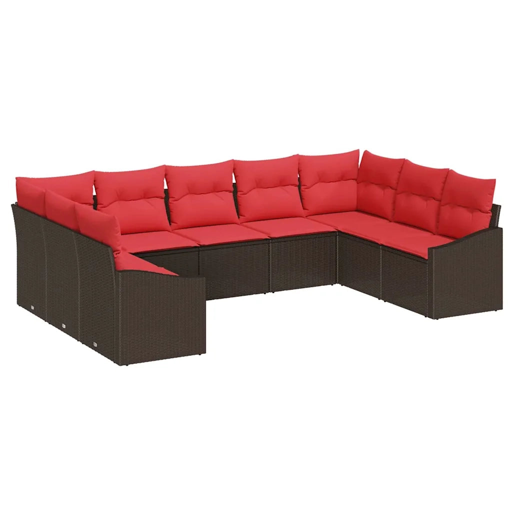 Set di divani 9 pz Marrone polyrattan 3346884