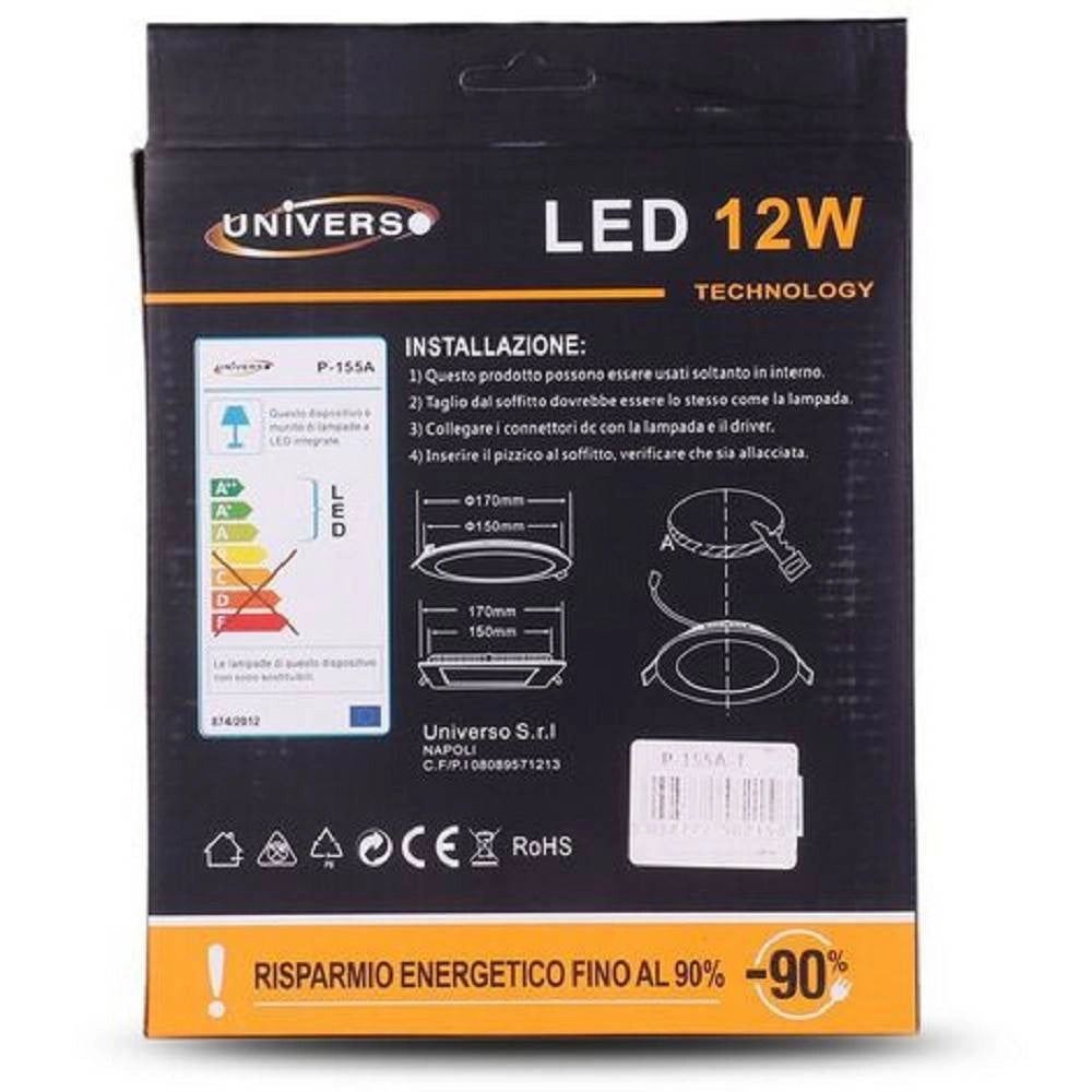 Trade Shop - Pannello Led Slim 12w Incasso Rotondo In Pvc Luce Caldo Naturale Freddo P155at - -bianco Freddo      -
